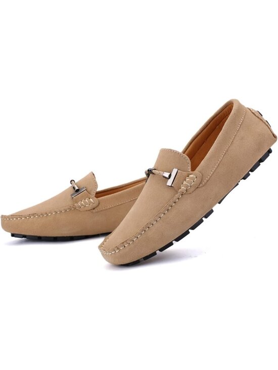 DCZTELG Men\'s Beige Suede Calf Leather Penny Loafer Slip On Party Comfort Shoes main image 6